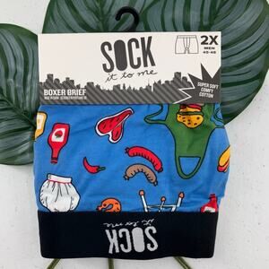 Sock It To Me Blue Yellow Cotton Blend Grilling Food BBQ Stretch Boxer Brief